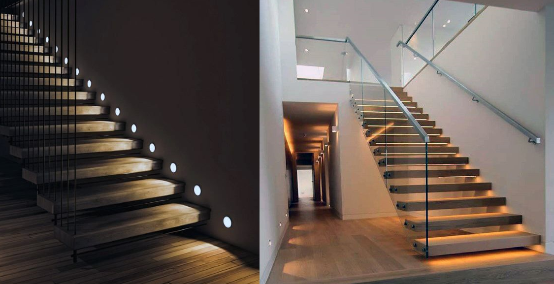 Освещение лестницы в доме — как его сделать? инструкция + 100 фото примеров!