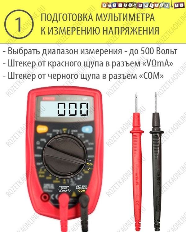 Проверка напряжения в электрической сети 220в с помощью мультиметра