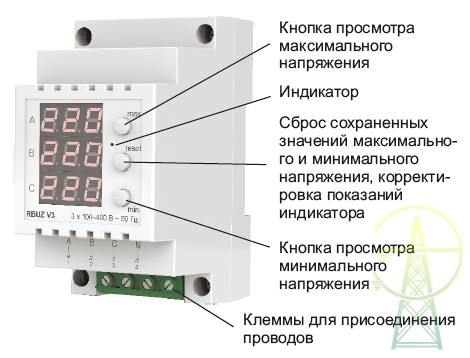 Амперметр/вольтметр вар-м02-63 на din рейку (бытовой)