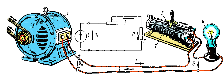Управление электрической цепью при помощи реостата